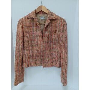 Barry Bricken‎ Women’s Size 2 Fully Lined 100% Silk Tweed Blazer multicolor